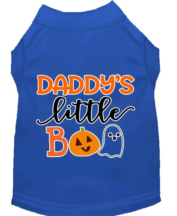 Daddy's Little Boo Screen Print Dog Shirt Blue Med